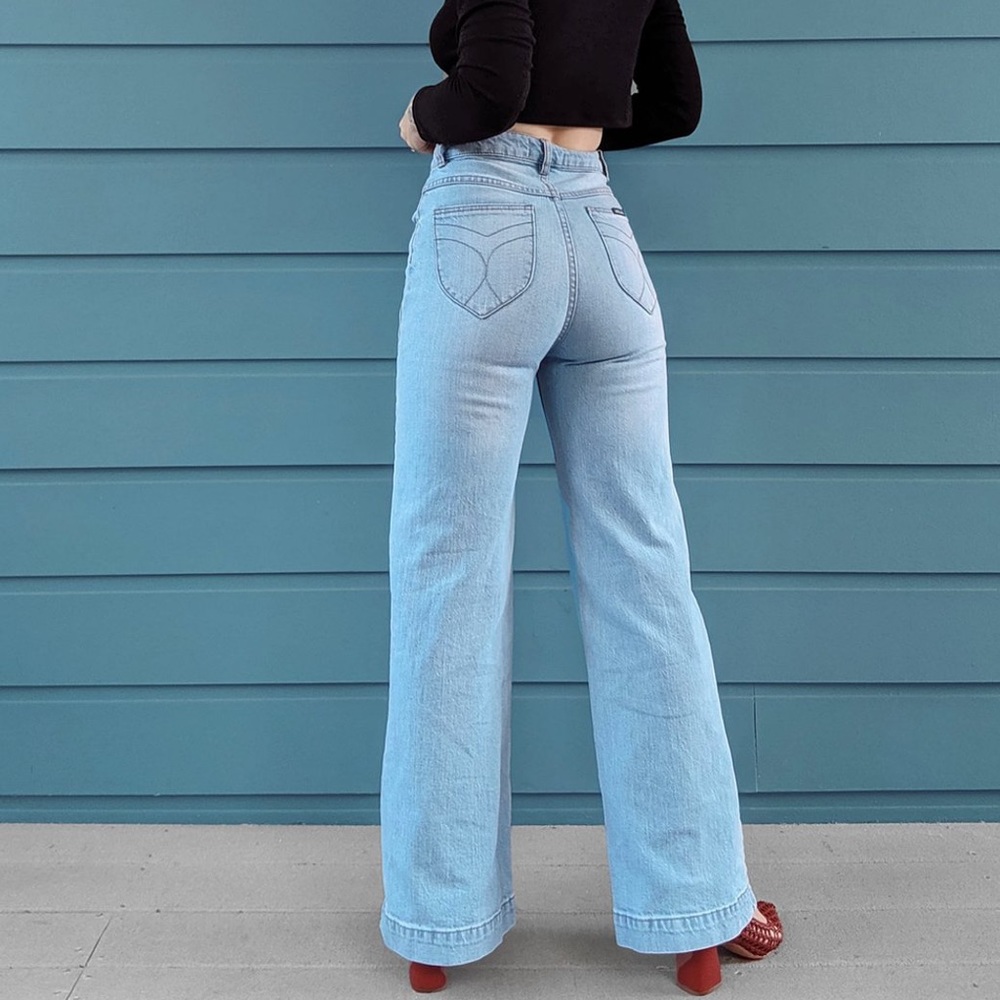 Sky blue Rollas crop sailor flare